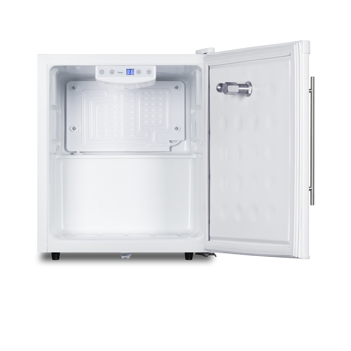 Compact commercially approved front tap beer dispenser in a classic white finish